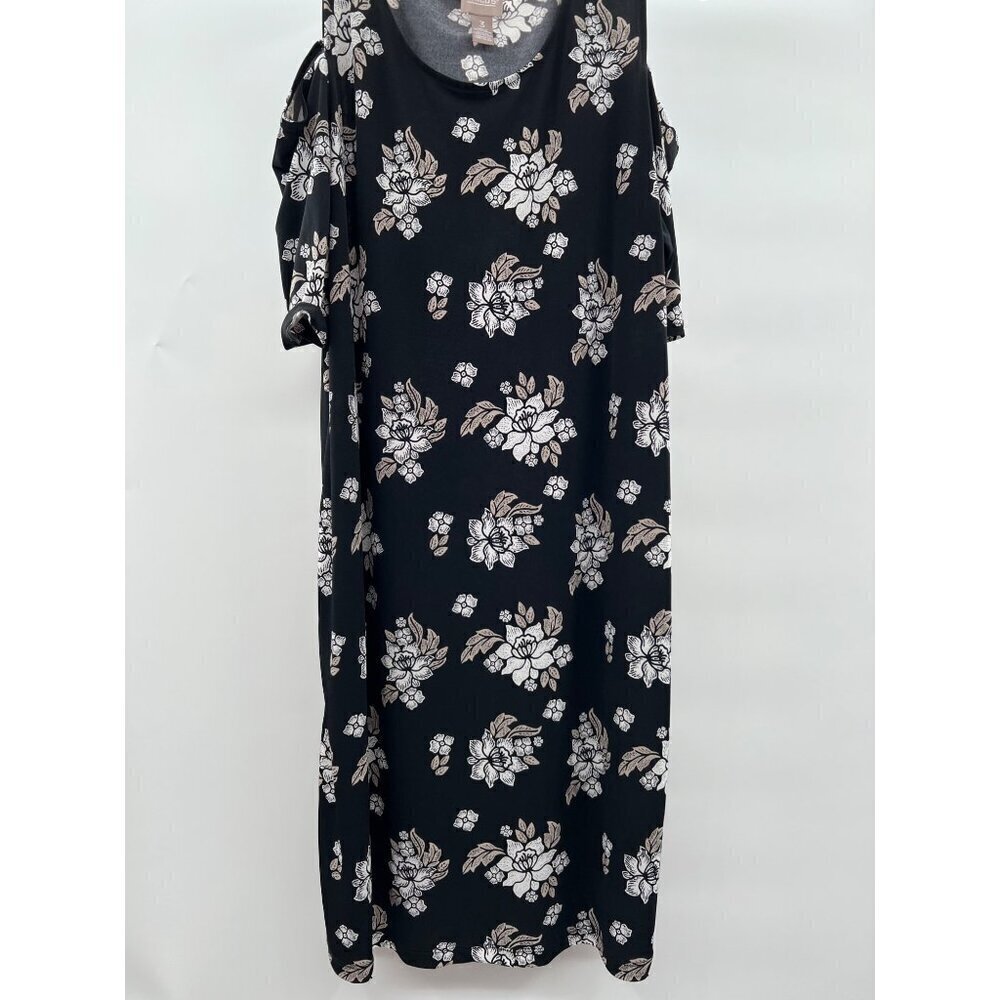 Chico's Women's Cold Shoulder Short Sleeve Floral Shift Dress Size Large - Picture 5 of 9